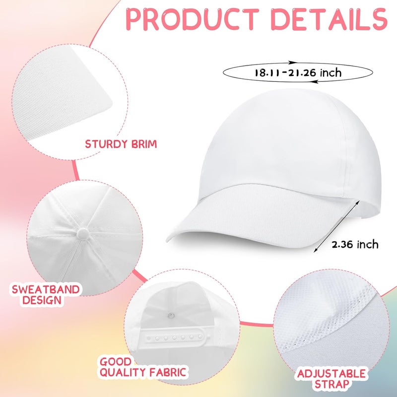 Funnysoft Back to School White DIY Baseball Hat Bulk for Kid First Day of School Classroom Decorate Your Own Cap with Marker - Image 2